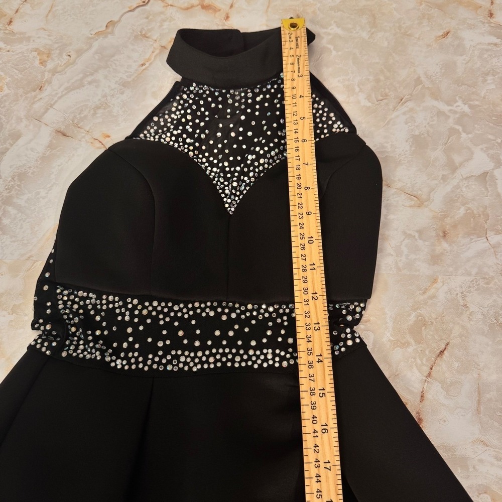 B. Darlin High Low Dress Women JR 3/4 Black Rhinestone Mock Neck Gothic Princess - Picture 7 of 11